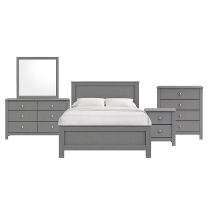 Santino Full Panel 5PC Bedroom Set in Grey