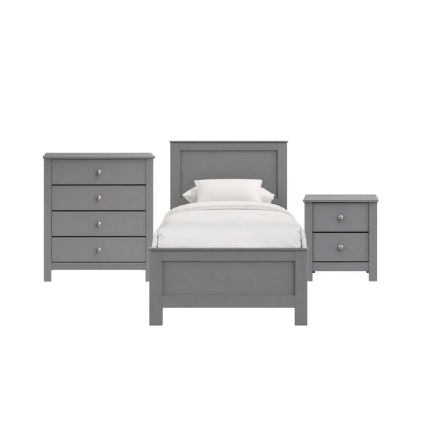 Santino Twin Panel 3PC Bedroom Set in Grey