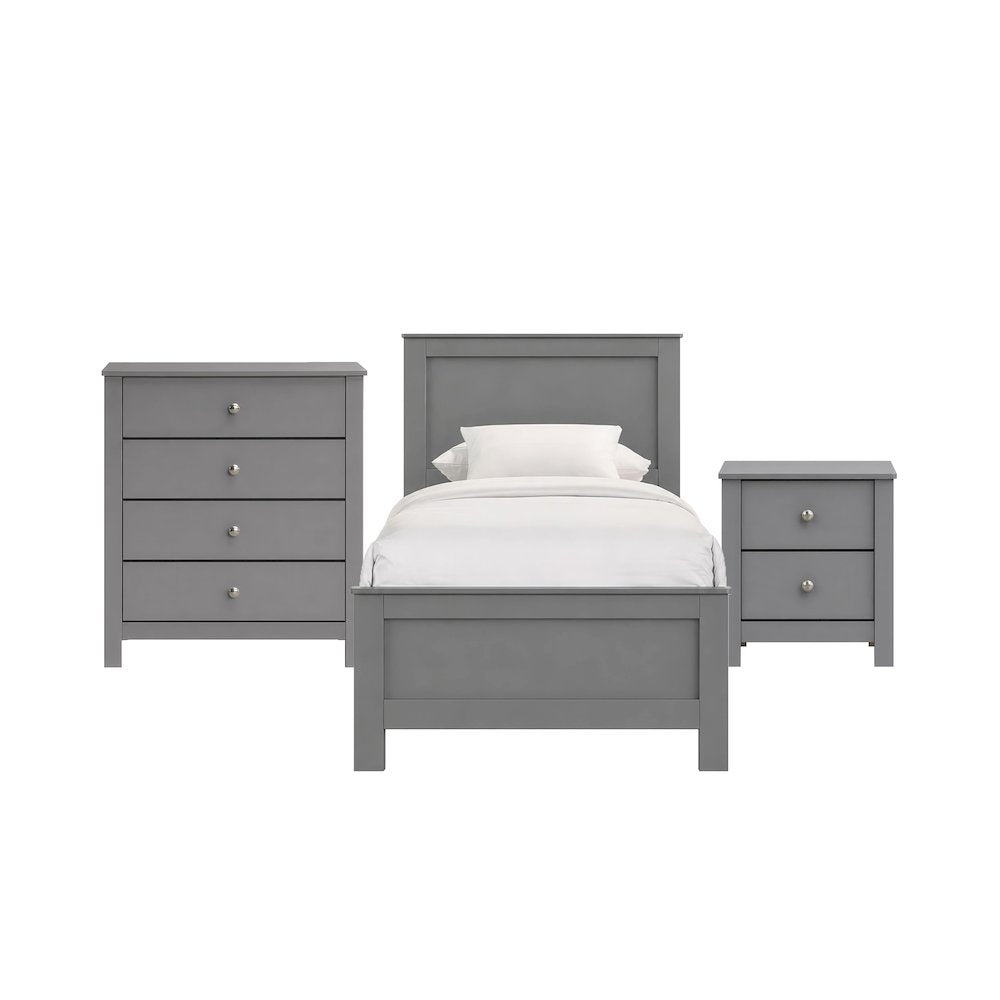 Santino Twin Panel 3PC Bedroom Set in Grey