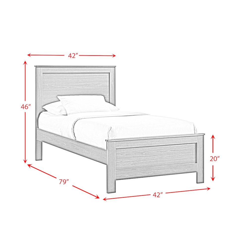 Santino Twin Panel 3PC Bedroom Set in Grey
