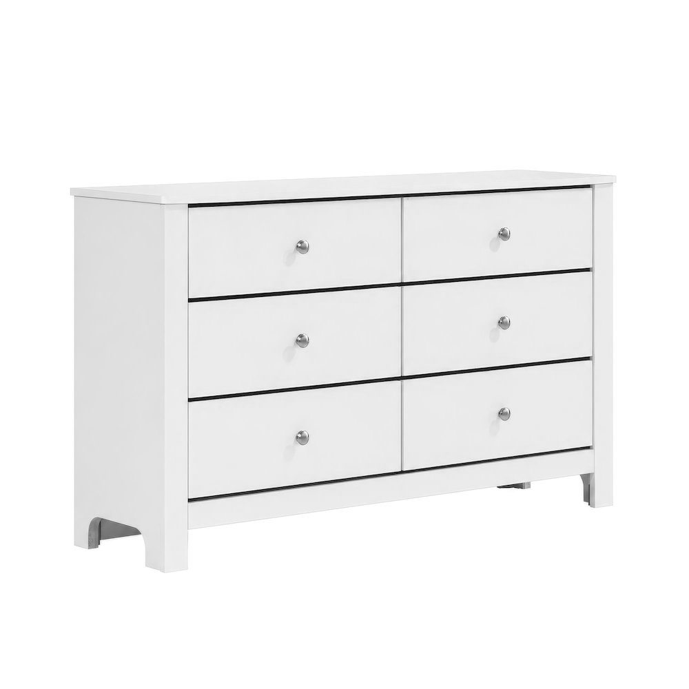 Santino 6-Drawer Dresser in White