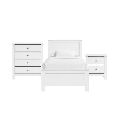 Santino Twin Panel 3PC Bedroom Set in White