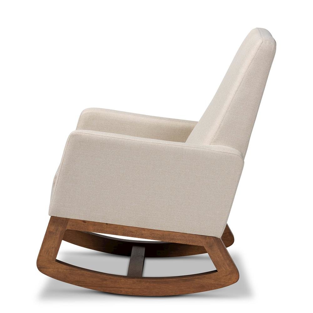 Yashiya Mid-century Retro Modern Light Beige Fabric Upholstered Rocking Chair