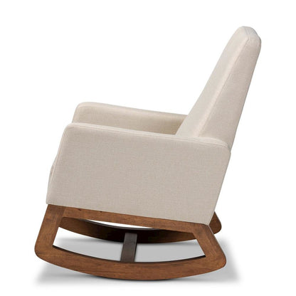 Yashiya Mid-century Retro Modern Light Beige Fabric Upholstered Rocking Chair