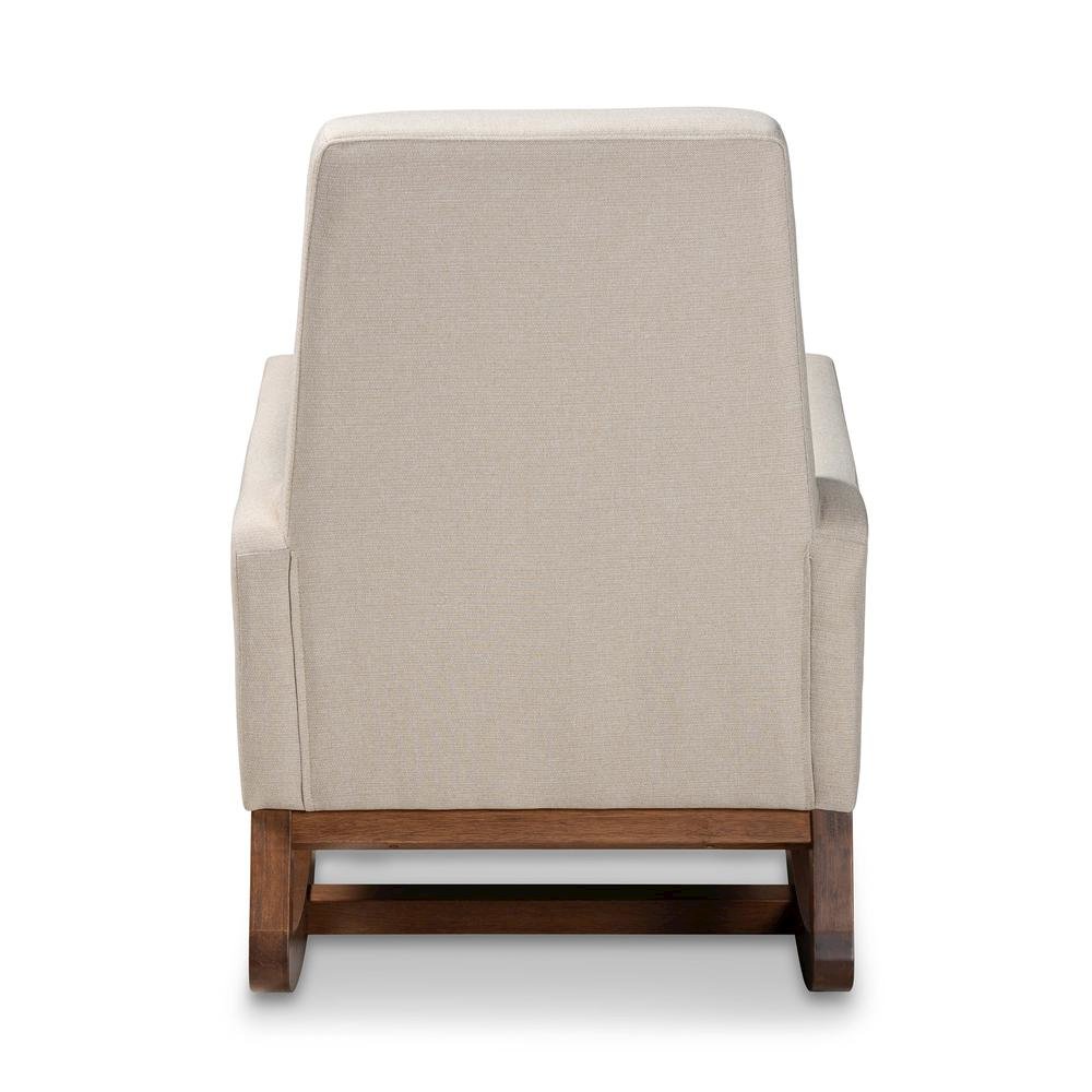 Yashiya Mid-century Retro Modern Light Beige Fabric Upholstered Rocking Chair