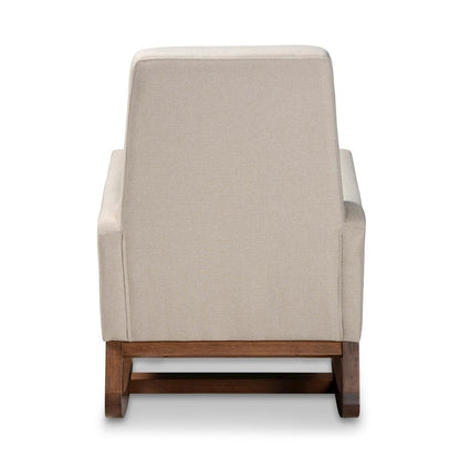 Yashiya Mid-century Retro Modern Light Beige Fabric Upholstered Rocking Chair