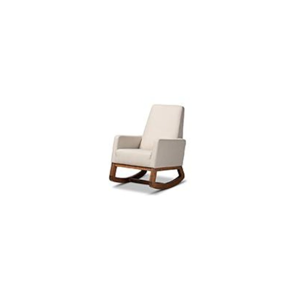 Yashiya Mid-century Retro Modern Light Beige Fabric Upholstered Rocking Chair