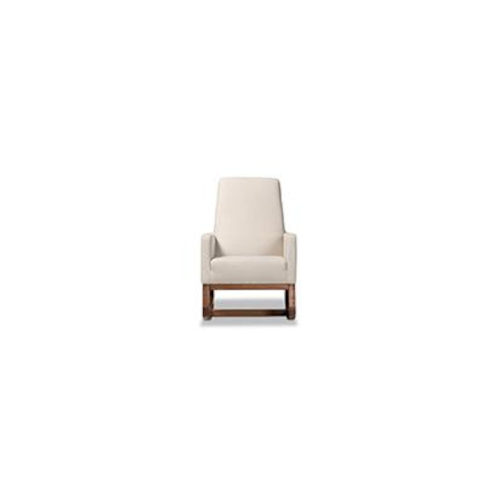 Yashiya Mid-century Retro Modern Light Beige Fabric Upholstered Rocking Chair