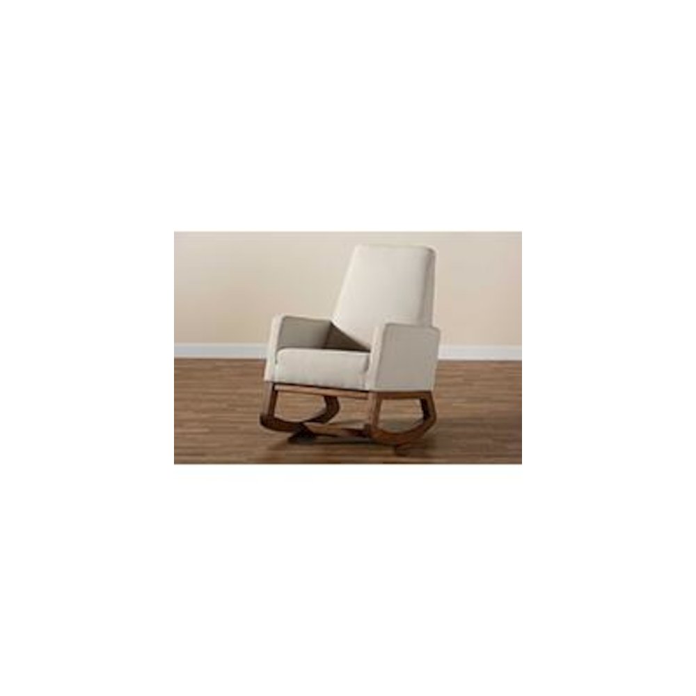 Yashiya Mid-century Retro Modern Light Beige Fabric Upholstered Rocking Chair