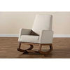 Yashiya Mid-century Retro Modern Light Beige Fabric Upholstered Rocking Chair