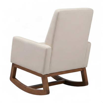 Furnifact Fabric-Upholstered Rocking Chair with High Back, Light Beige