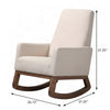 Furnifact Fabric-Upholstered Rocking Chair with High Back, Light Beige