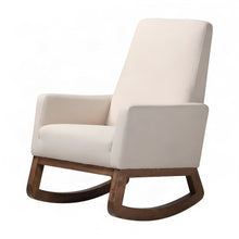Furnifact Fabric-Upholstered Rocking Chair with High Back, Light Beige