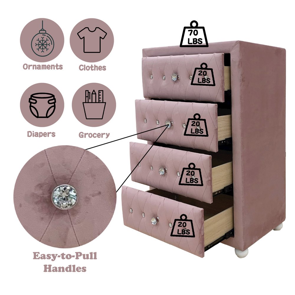Reggie Chest Pink Fabric