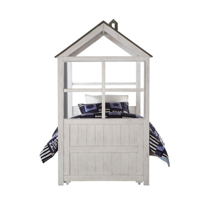 Tree House II Twin Bed, Weathered White & Washed Gray (1Set/3Ctn)