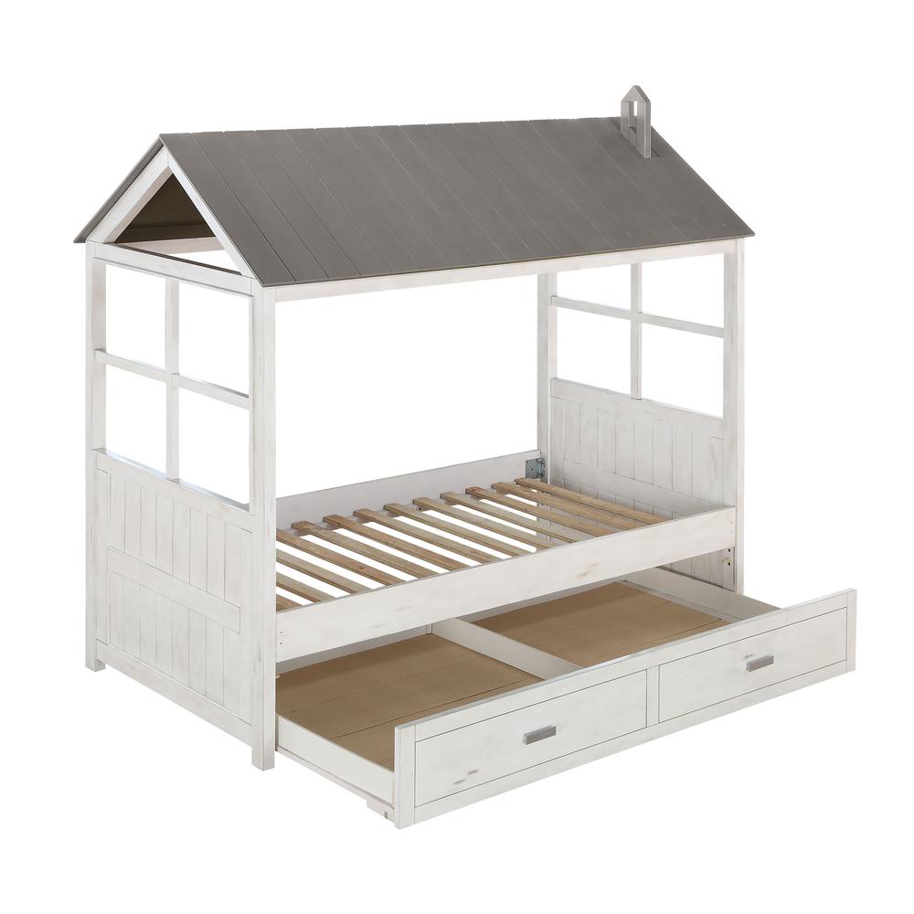 Tree House II Trundle (Twin), Weathered White & Washed Gray (37173)