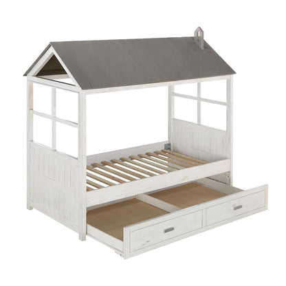 Tree House II Trundle (Twin), Weathered White & Washed Gray (37173)