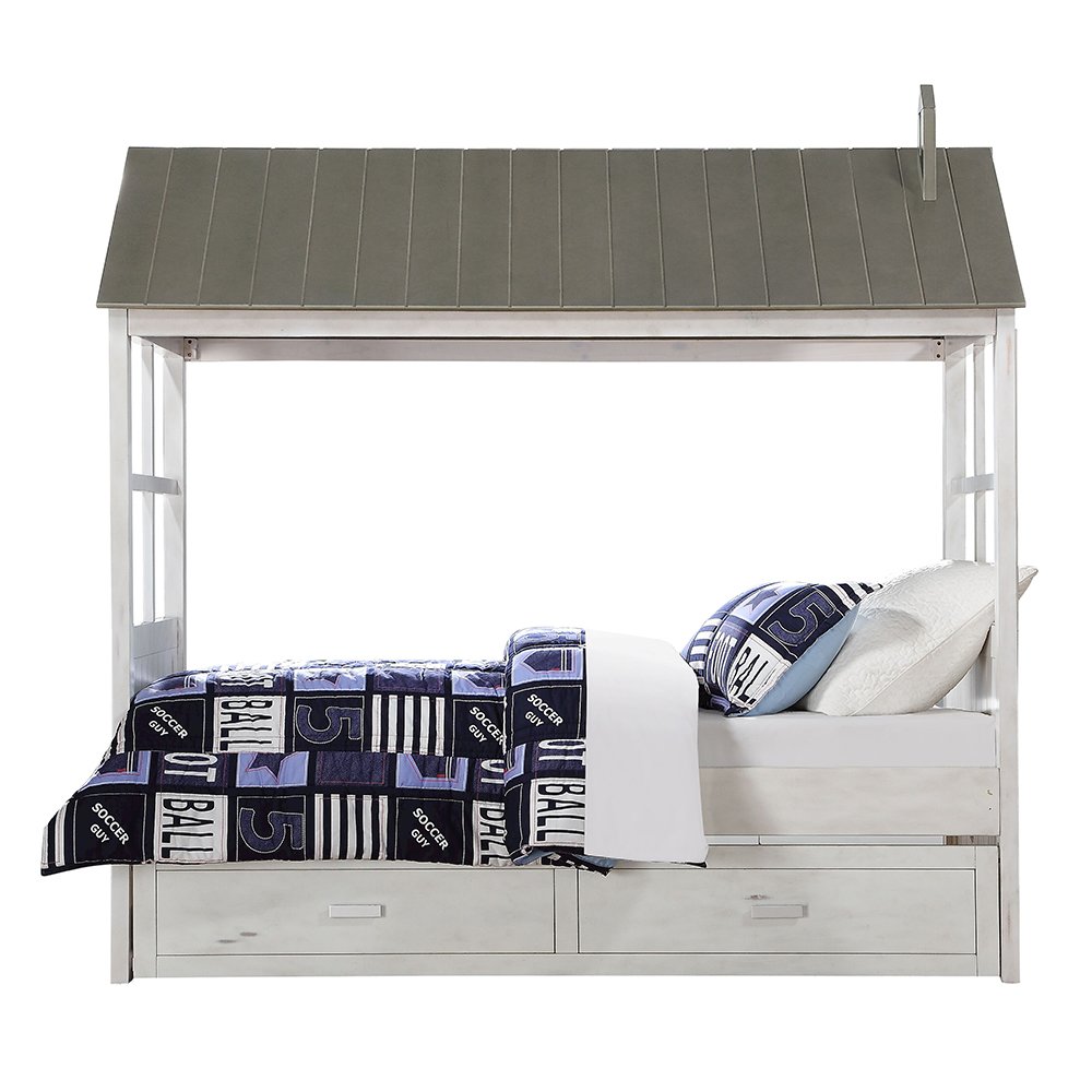 Tree House II Twin Bed Weathered White & Washed Gray