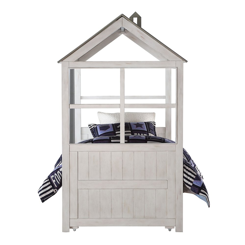 Tree House II Twin Bed Weathered White & Washed Gray