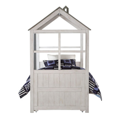 Tree House II Twin Bed Weathered White & Washed Gray