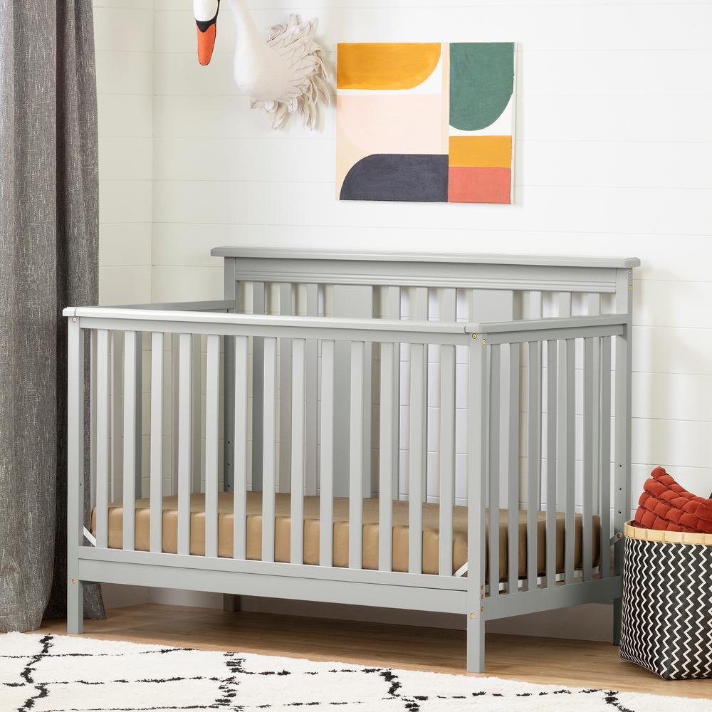 Cotton Candy Baby Crib 4 Heights with Toddler Rail, Soft Gray