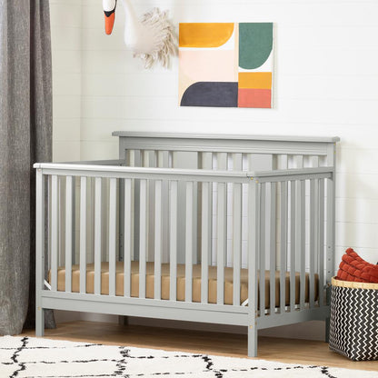 Cotton Candy Baby Crib 4 Heights with Toddler Rail, Soft Gray
