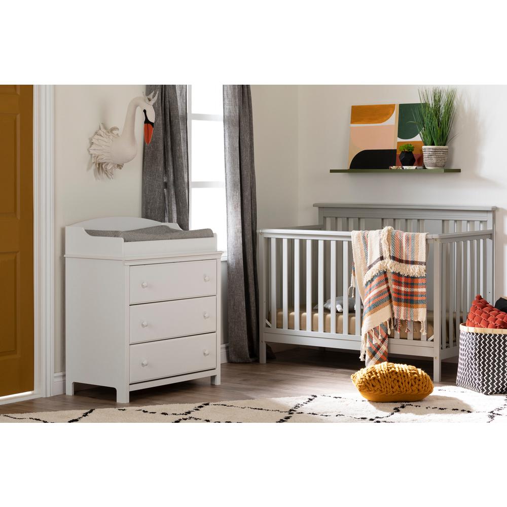 Cotton Candy Baby Crib 4 Heights with Toddler Rail, Soft Gray