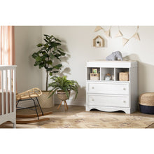 Savannah Changing Table with Drawers and Open Storage, Pure White