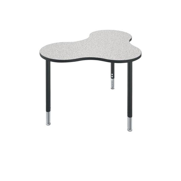 Student Desk - Large Quad - Gray Nebula Top Surface And Black Edgeband - Black Horseshoe Legs - No Bookbox