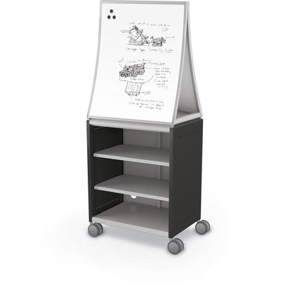 Compass Cabinet  - Midi H2 -Shelves / Casters / Ogee Board - Black
