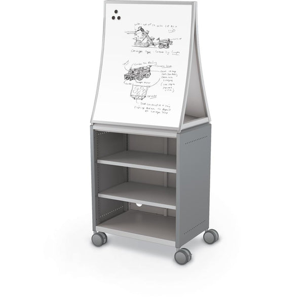 Compass Cabinet  - Midi H2 -Shelves / Casters / Ogee Board - Cool Grey