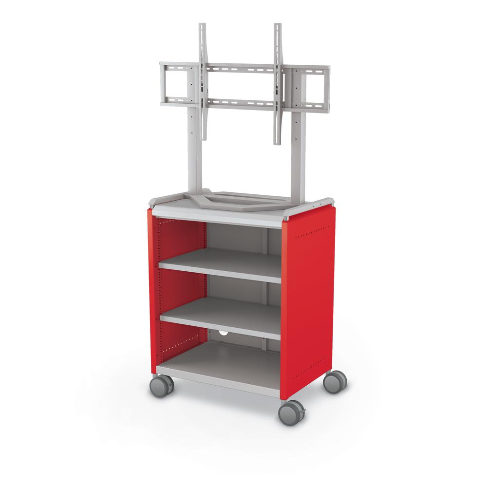 Compass Cabinet  - Midi H2 -Shelves / Casters / TV Mount - Red