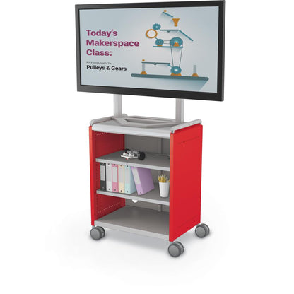 Compass Cabinet  - Midi H2 -Shelves / Casters / TV Mount - Red