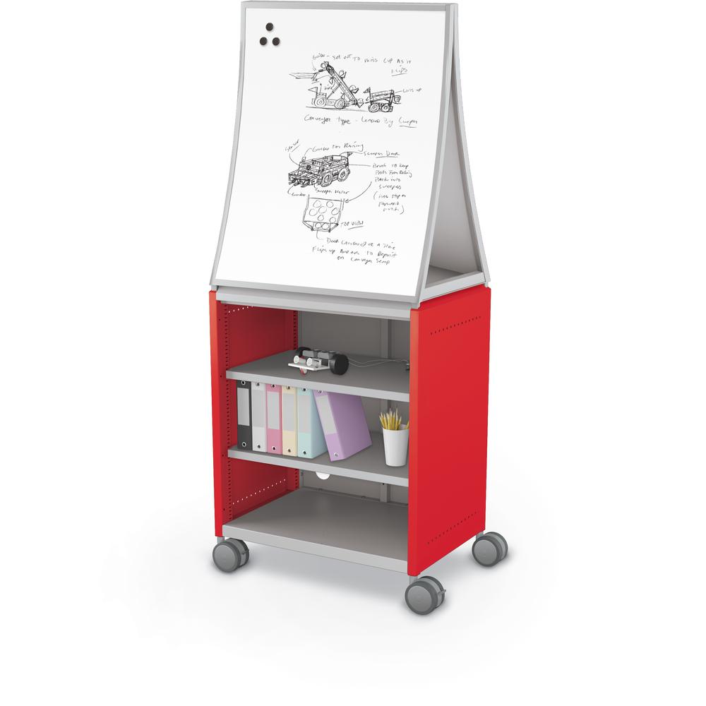 Compass Cabinet  - Midi H2 -Shelves / Casters / Ogee Board - Red