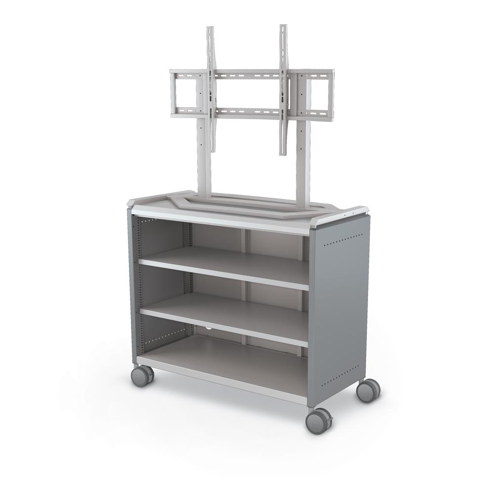 Compass Cabinet - Maxi H2 -Shelves / Casters / TV Mount - Cool Grey