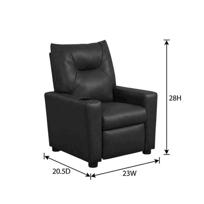 Black PVC Kids Recliner Chair with Cupholder and Contemporary Style