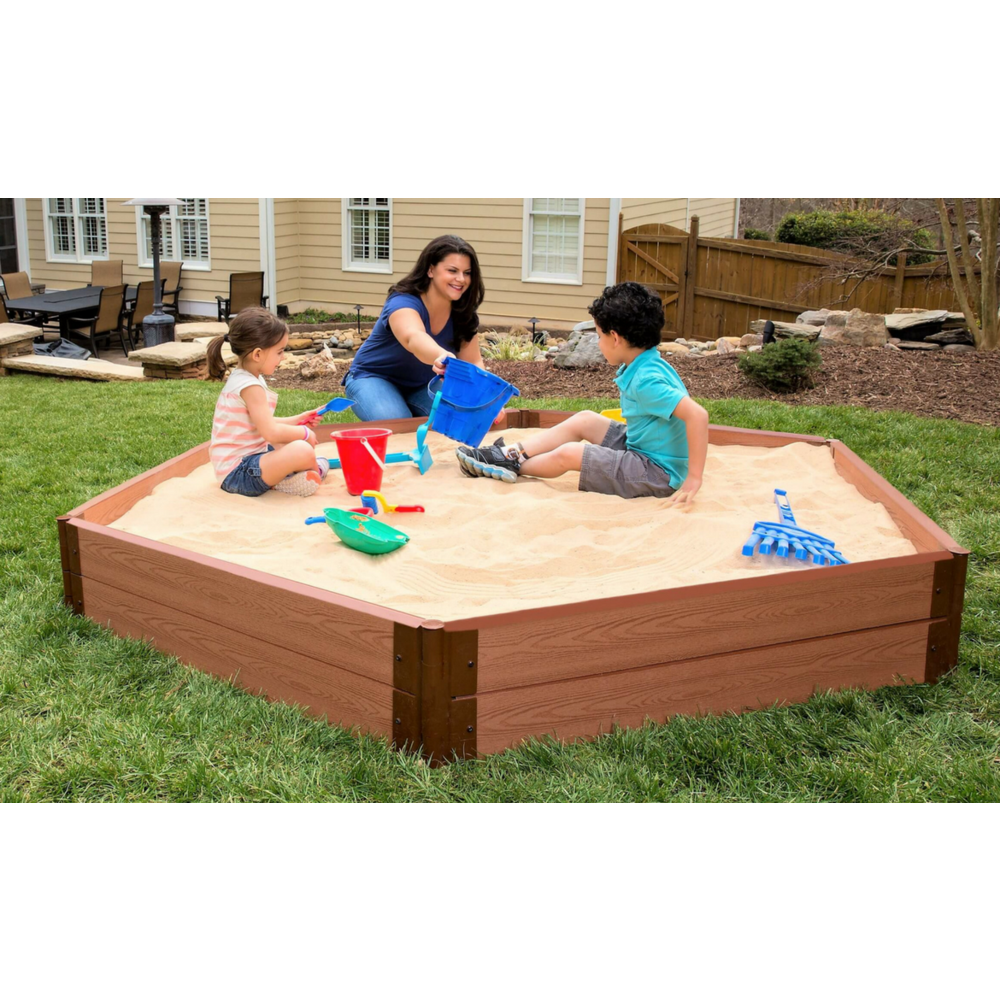Classic Sienna 7Ft. X 8Ft. X 11In. Hexagon Sandbox - 2" Profile