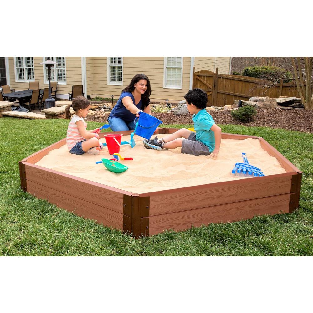 Classic Sienna 7Ft. X 8Ft. X 11In. Hexagon Sandbox - 2" Profile