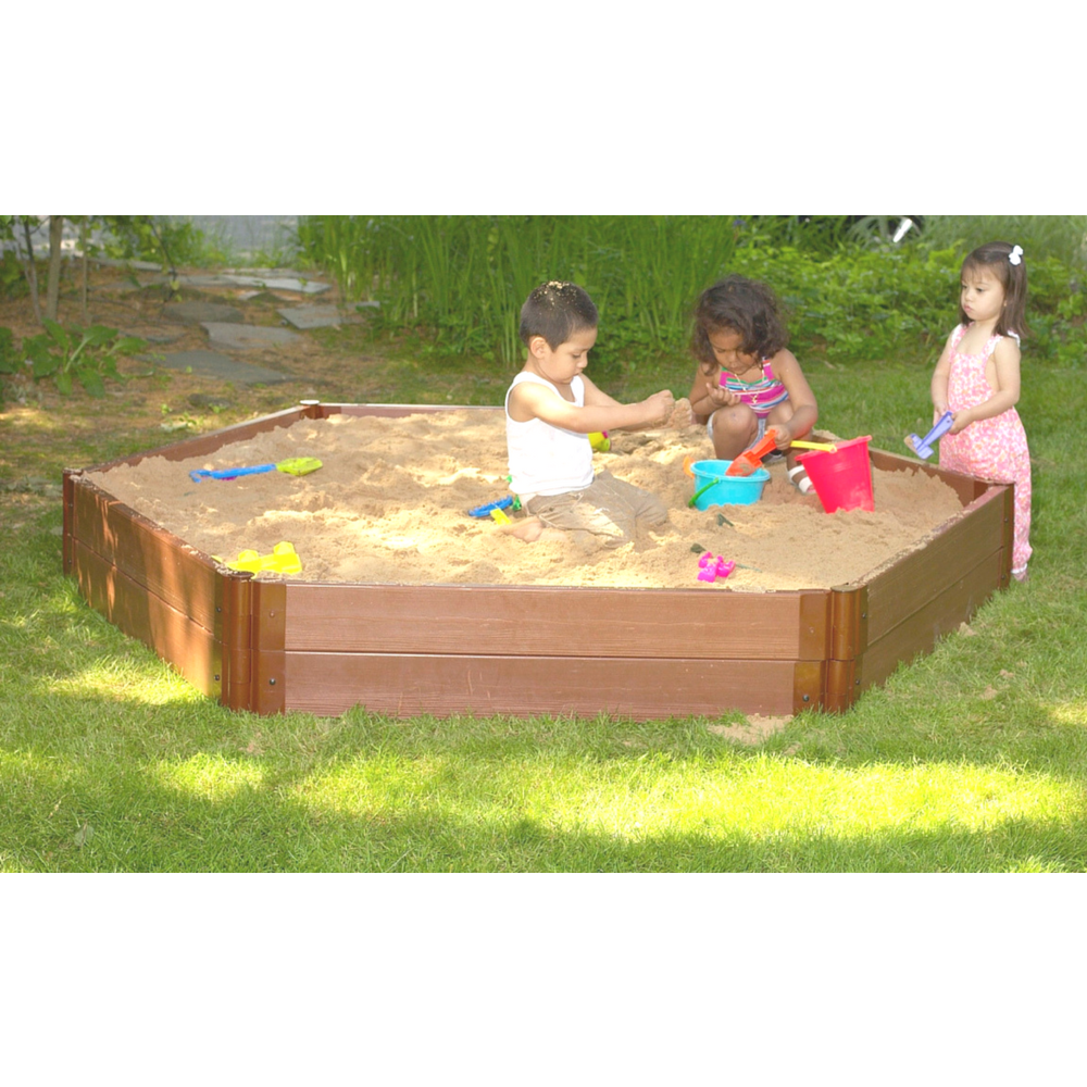 Classic Sienna 7Ft. X 8Ft. X 11In. Hexagon Sandbox - 2" Profile