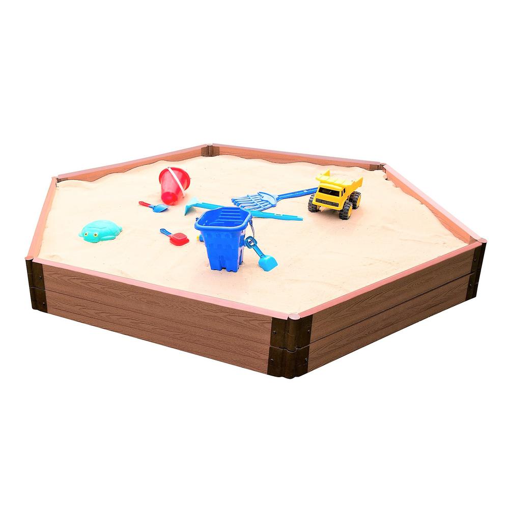Classic Sienna 7Ft. X 8Ft. X 11In. Hexagon Sandbox - 2" Profile