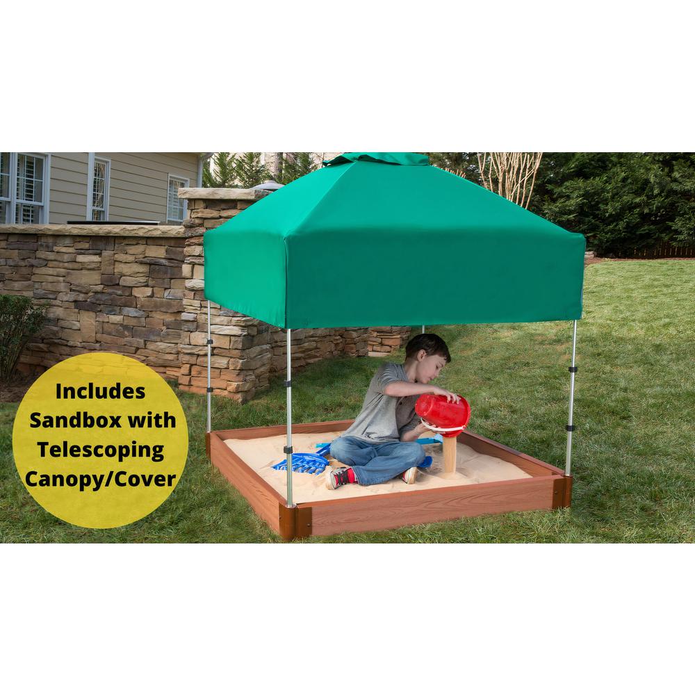 4Ft. X 4Ft. X 5.5In. Square Sandbox With Telescoping Canopy/Cover - 2" Profile