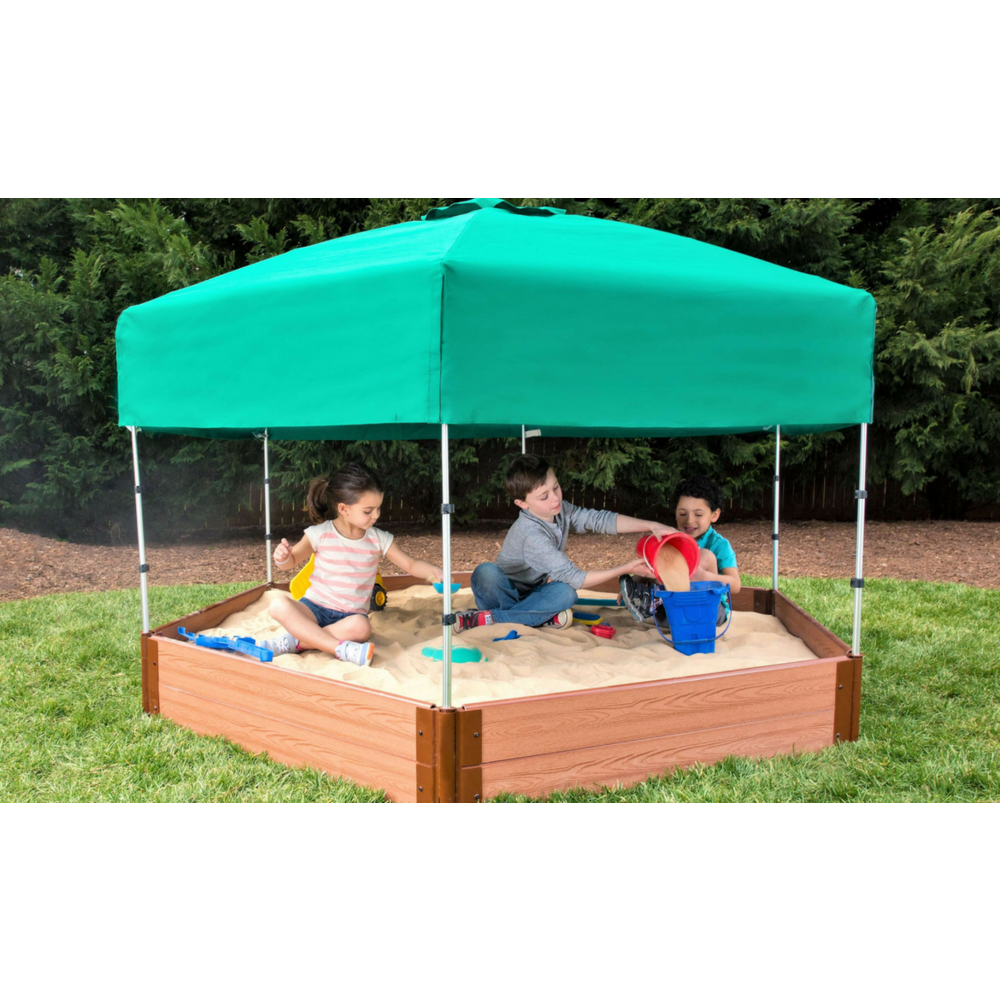 7Ft. X 8Ft. X 11In. Hexagon Sandbox With Telescoping Canopy/Cover - 2" Profile