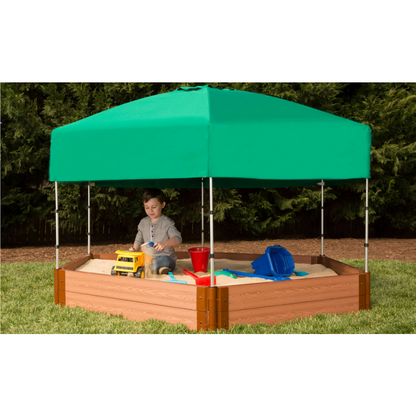7Ft. X 8Ft. X 11In. Hexagon Sandbox With Telescoping Canopy/Cover - 2" Profile