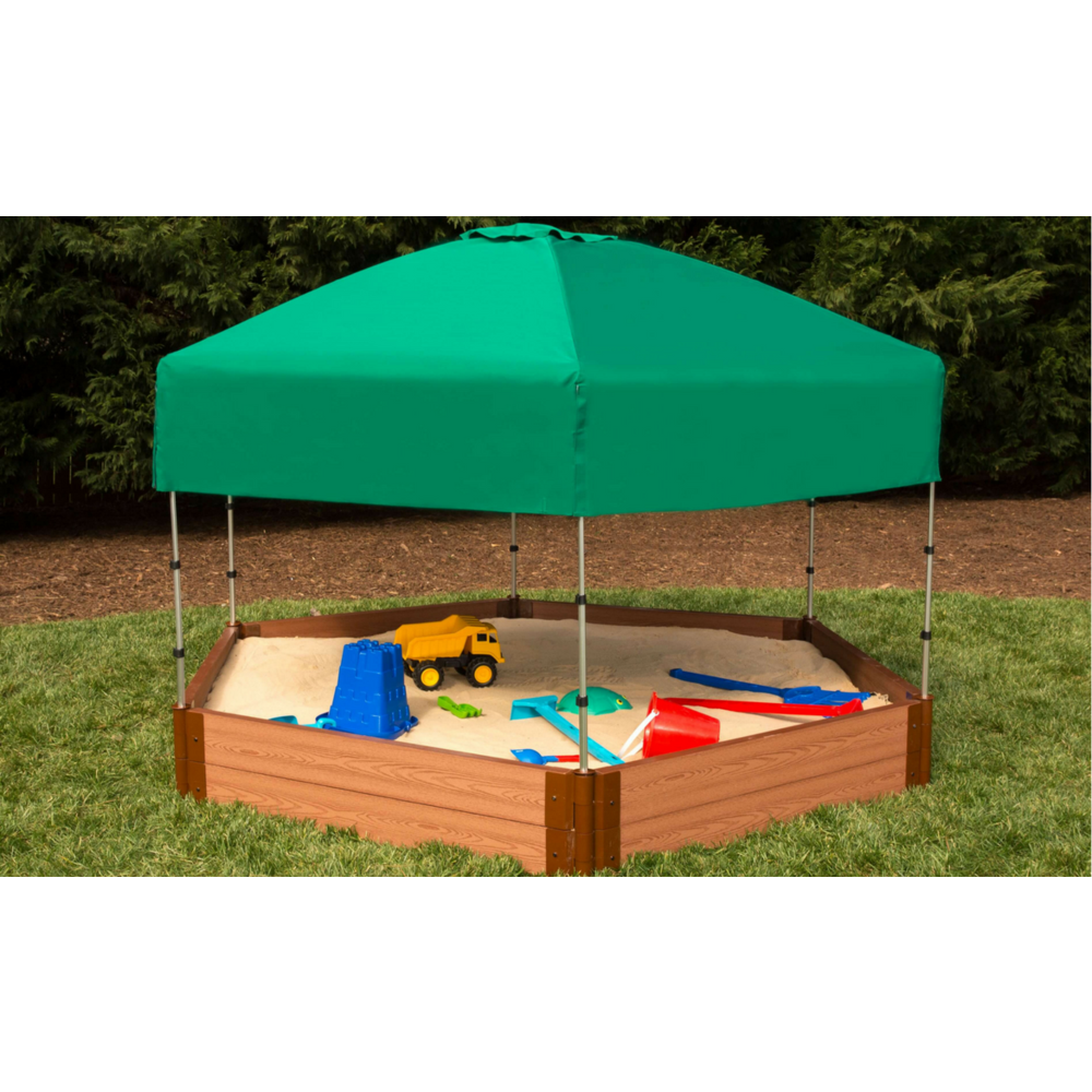 7Ft. X 8Ft. X 11In. Hexagon Sandbox With Telescoping Canopy/Cover - 2" Profile