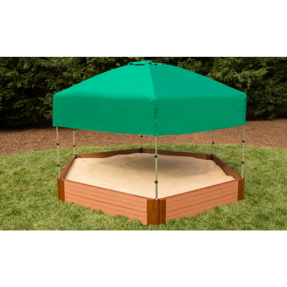 7Ft. X 8Ft. X 11In. Hexagon Sandbox With Telescoping Canopy/Cover - 2" Profile
