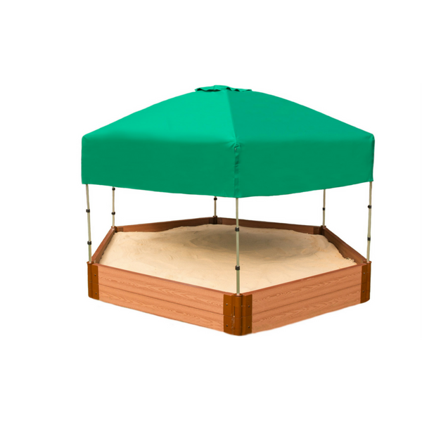 7Ft. X 8Ft. X 11In. Hexagon Sandbox With Telescoping Canopy/Cover - 2" Profile