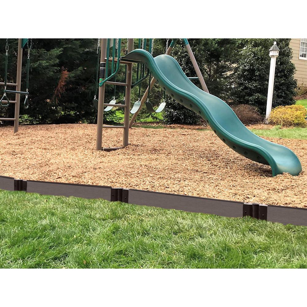 Weathered Wood Straight Playground Border Kit 64' - 1" Profile