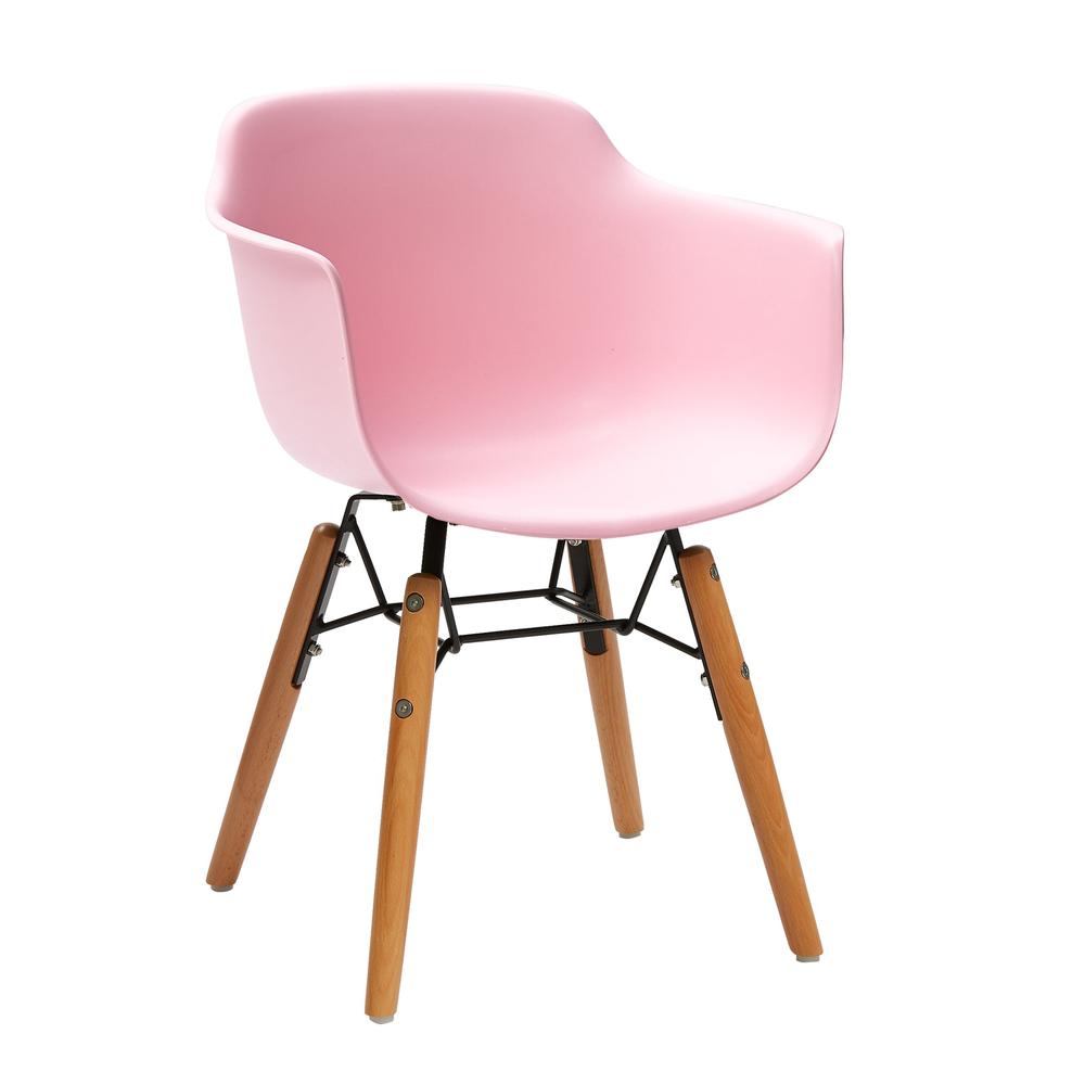 Midcentury Polypropylene Kids Side Chair, Set Of 4, Pink, Shelter Arms