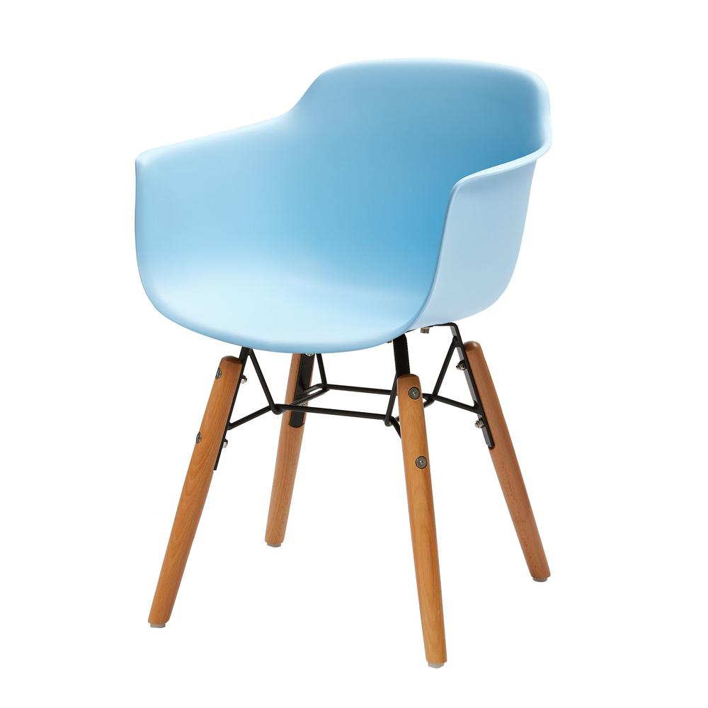 Midcentury Polypropylene Kids Side Chair, Set Of 4, Blue, Shelter Arms