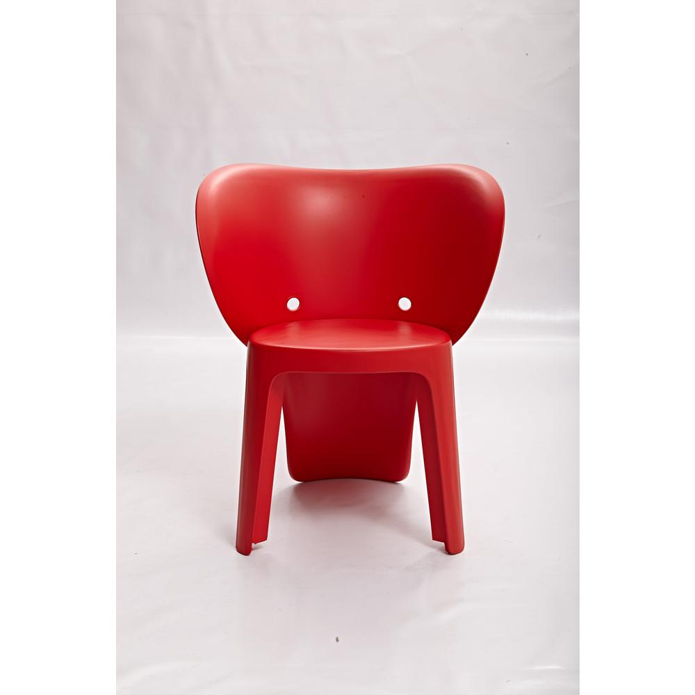 Elephant Polypropylene Kids Chair, Set of 4, Red
